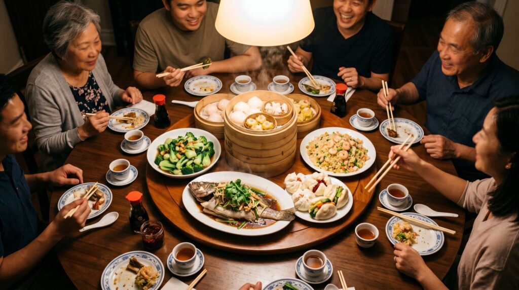 Friends celebrating with a toast at a restaurant